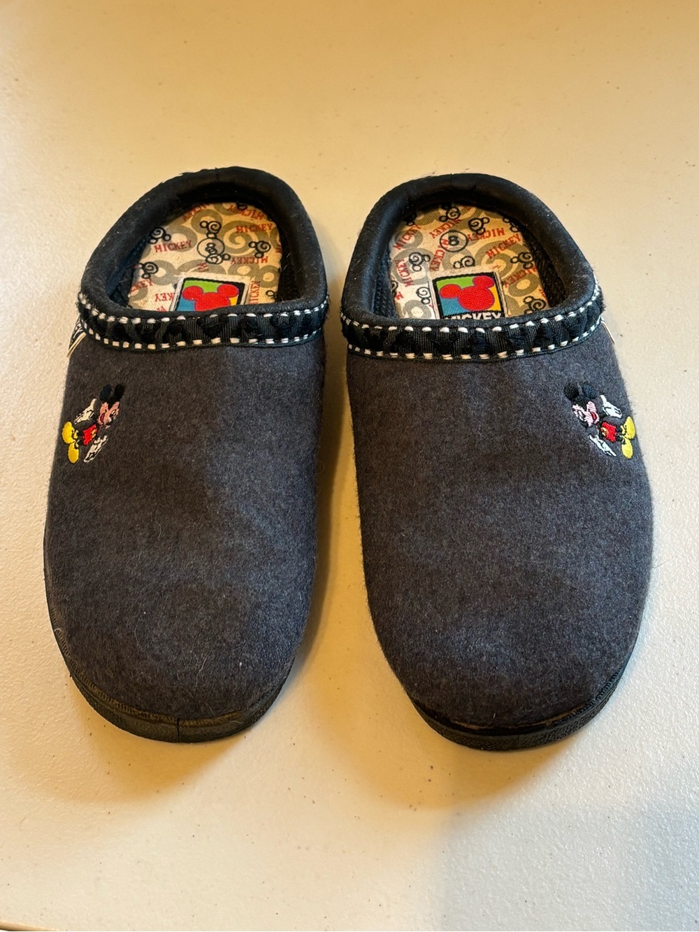 Women's Dark Gray Disney Mickey Mouse Slip-On Slippers
